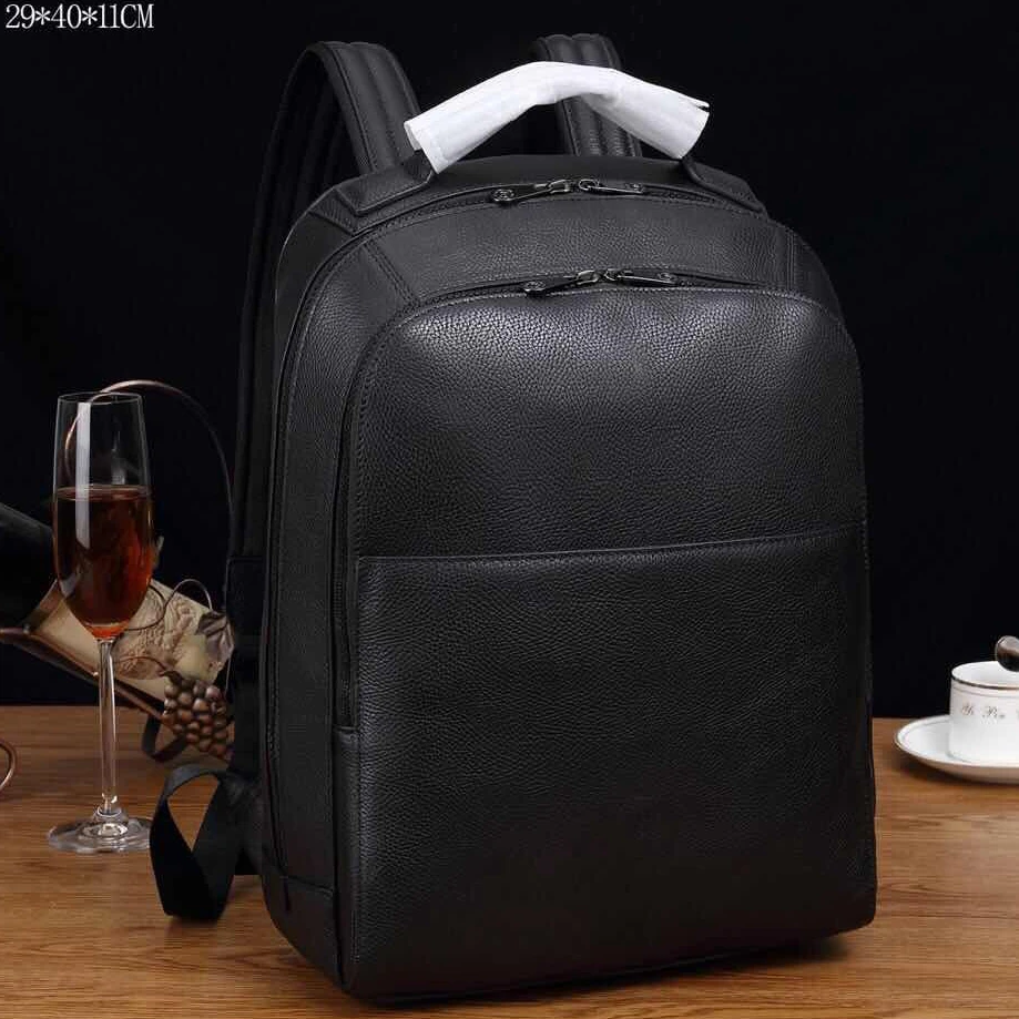 baratas Homens Marca De Couro Mochila Couro Genuíno Preto Mochila Sacos De Golfe