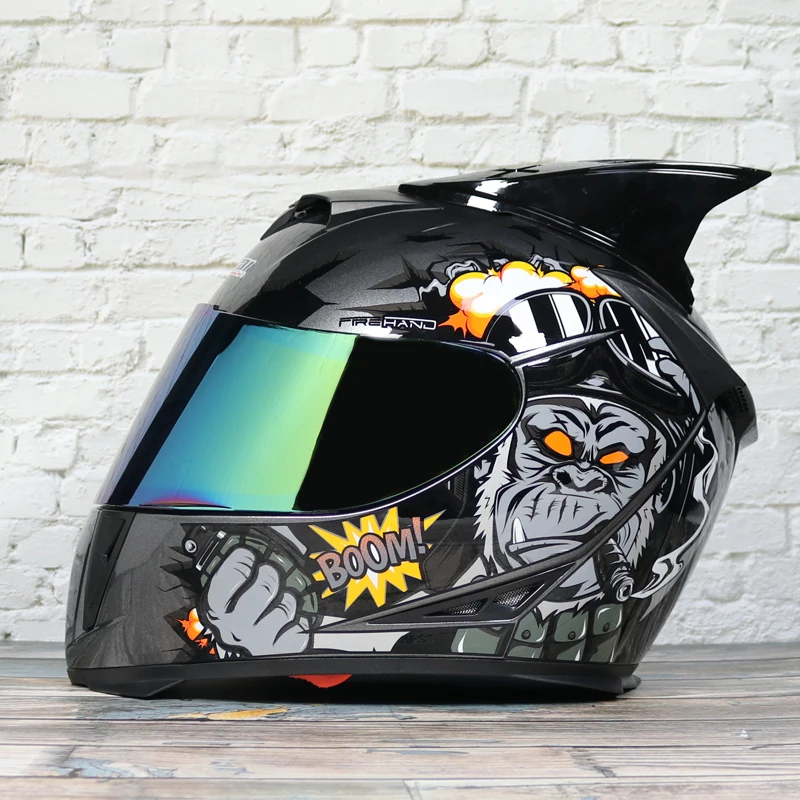 Полнолицевой мотоциклетный шлем capacete Профессиональный гоночный шлем каска точка Радужный оттенок мотоциклетный кросс-кантри тур - Цвет: 444