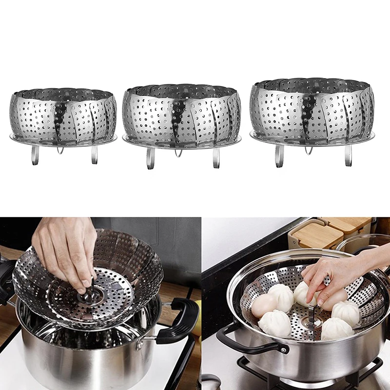 

Steamer Basket Premium Stainless Steel Vegetable Steamer Tray Expandable Steamer Multifunctional Drain Basket Kitchen Tool