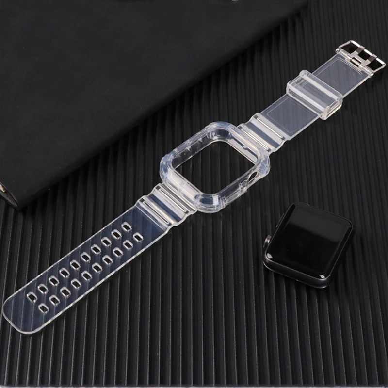 Чехол и ремешок для Apple Watch Band 42 мм 38 мягкий силиконовый прозрачный браслет iWatch series