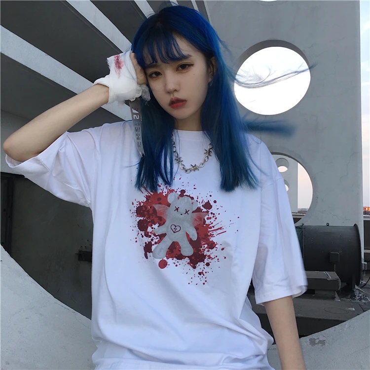 Харадзюку летняя свободная женская уличная одежда с коротким рукавом