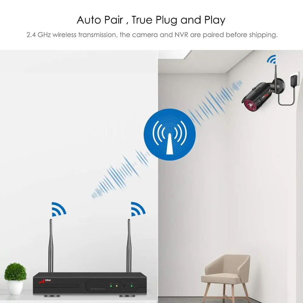 Продажа Четырехканальный или 8-канальный беспроводной сетевой видеорегистратор ANRAN для Wi-Fi камер ANRAN, сетевой видеорегистратор 1080P