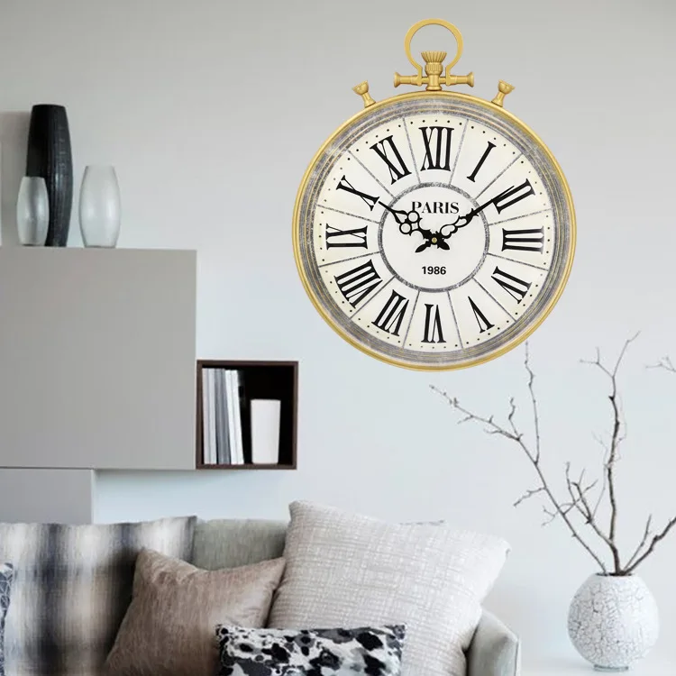 Американские винтажные большие настенные часы металлические креативные для