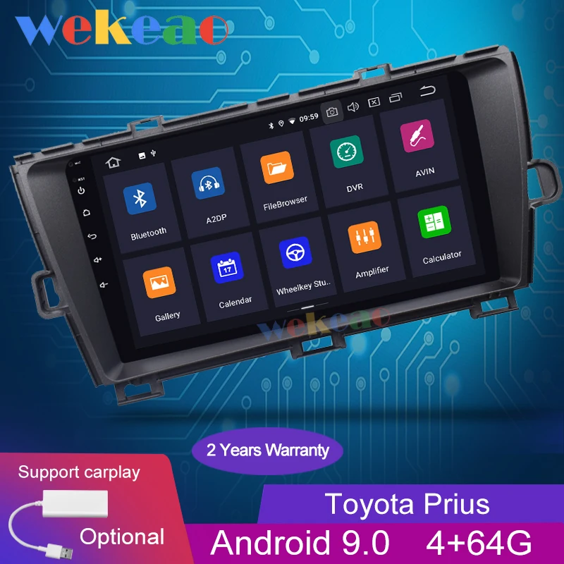 

Wekeao Touch Screen 9'' Android 9.0 Car Radio Automotivo For Toyota Prius Android Auto GPS Navigation Car Dvd Player 2009-2013