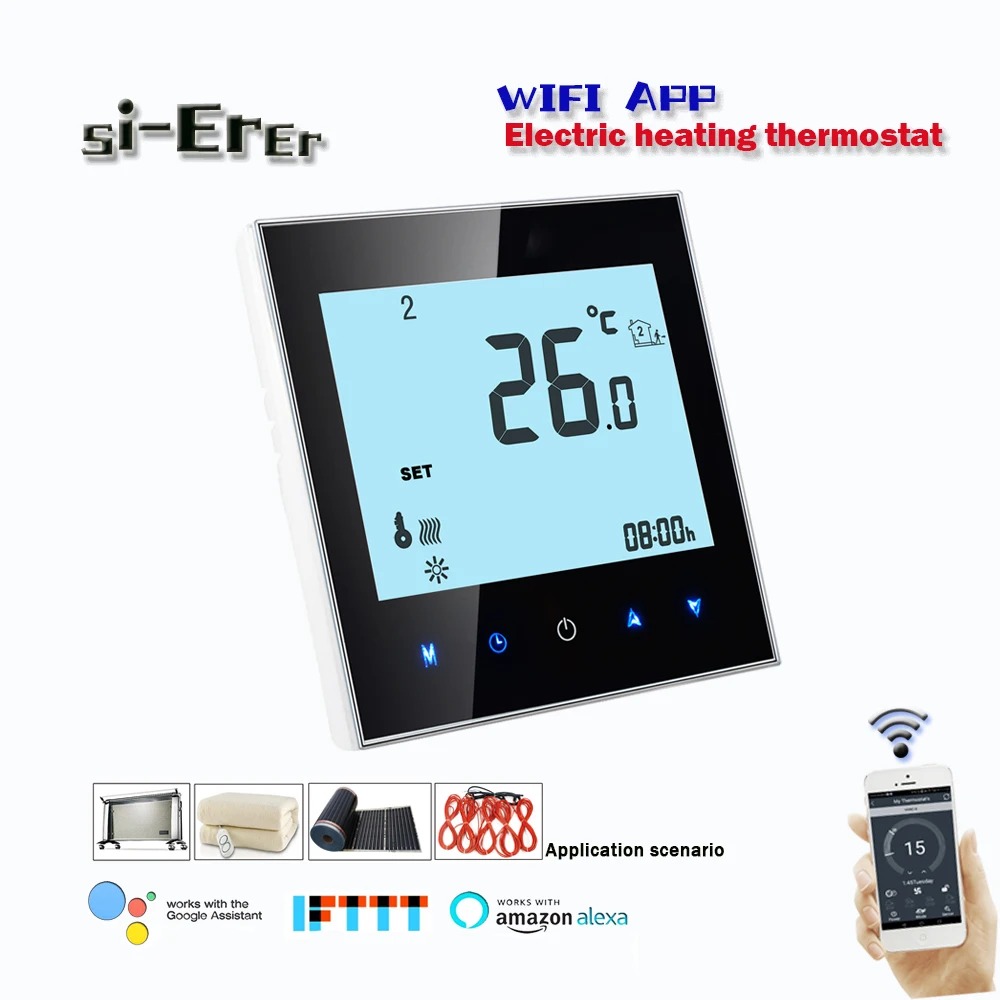 Контроллер температуры термостата с ЖК экраном 95 240VAC16A Wi Fi Подсветка сенсорного