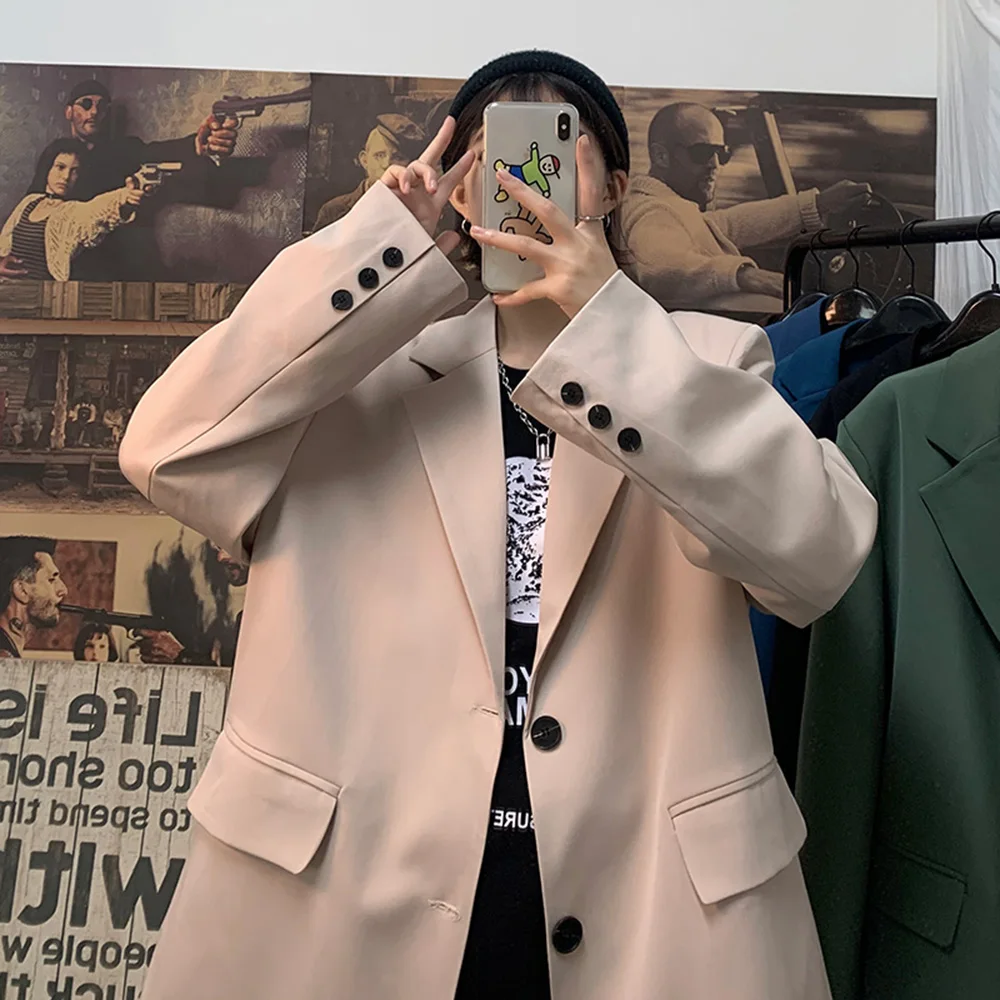 

Korean Style Blazer Men's Fashion Solid Color Business Casual Suit Jacket Men Streetwear Loose Jackets