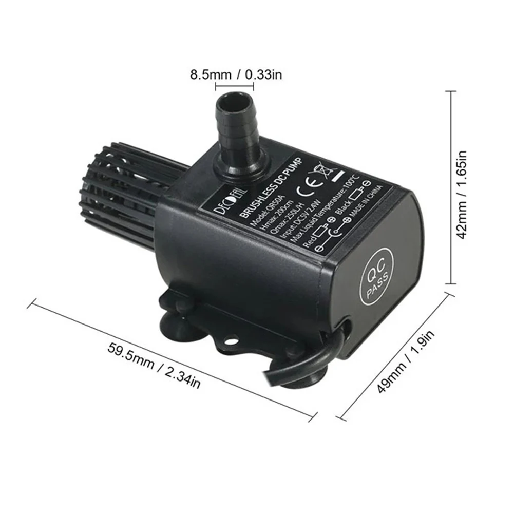 Электрический водяной насос Бесщеточный погружной мини 5 в постоянного тока 2 м