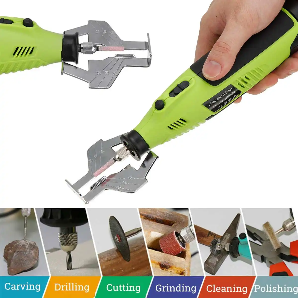 

55W 20000rpm Electric Grinder Mini Cordless Chain Saw Sharpener Set Carving Trimming Machine Drill Rotary Tool with 2 Batteries