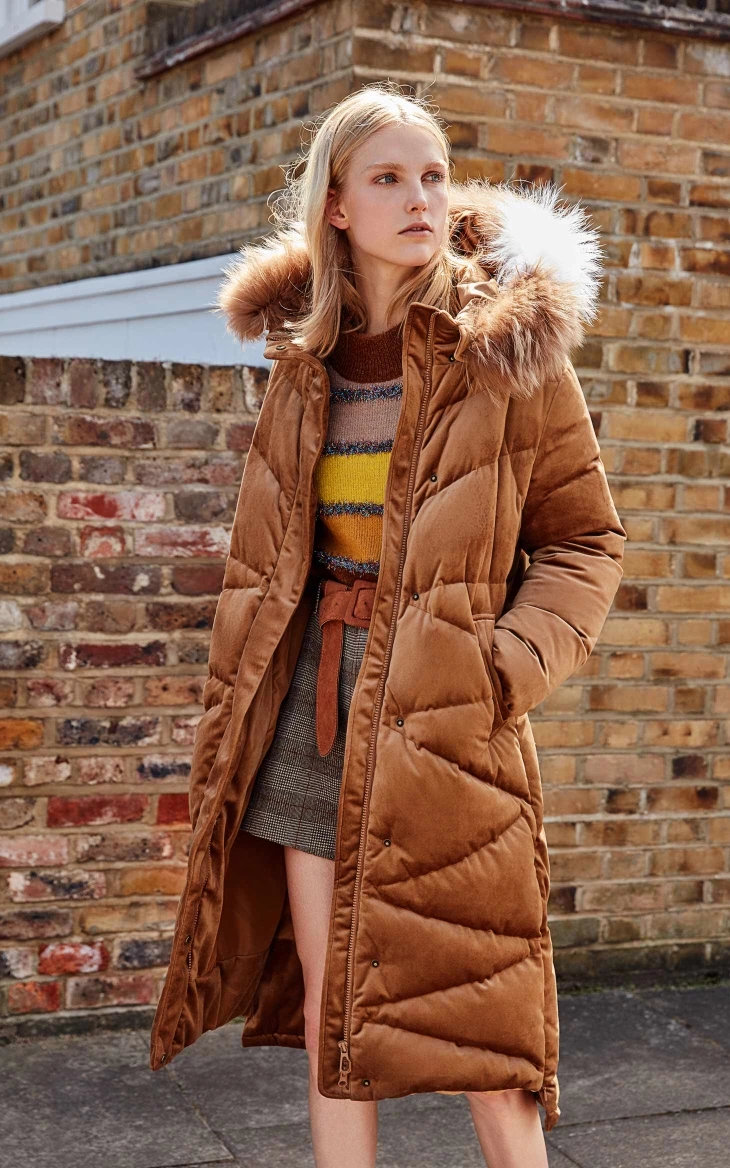Vero Moda женский контрастный длинный толстый пуховик с капюшоном из меха енота | 318312508