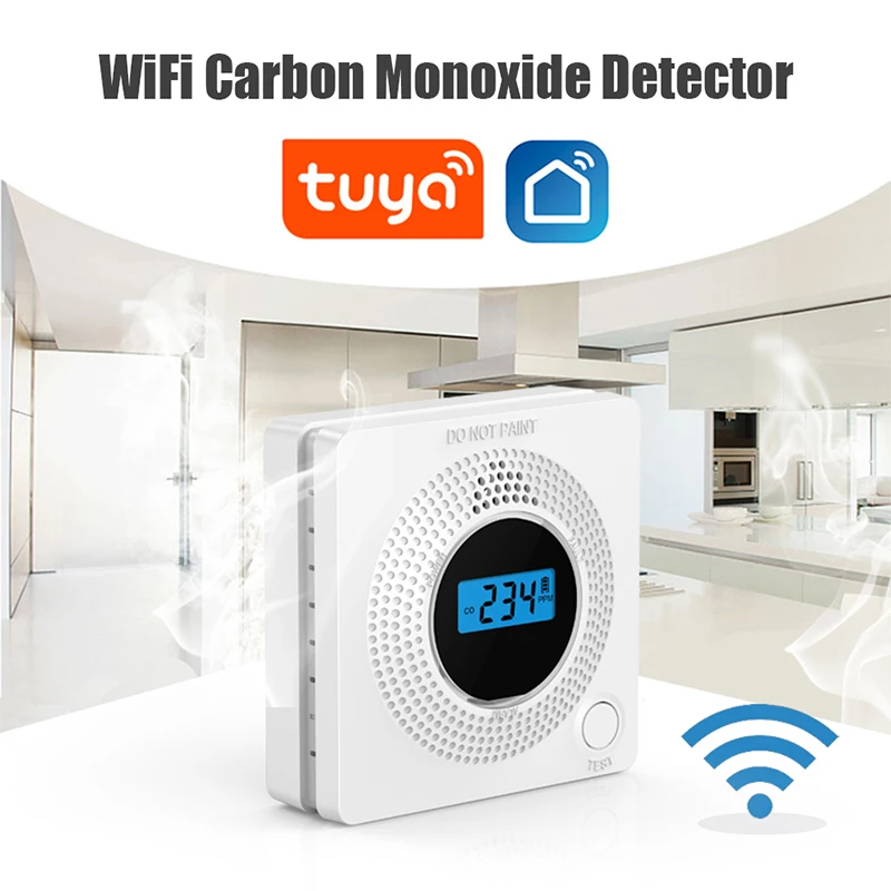 

Детектор угарного газа Tuya, Wi-Fi датчик угарного газа для дома, с приложением