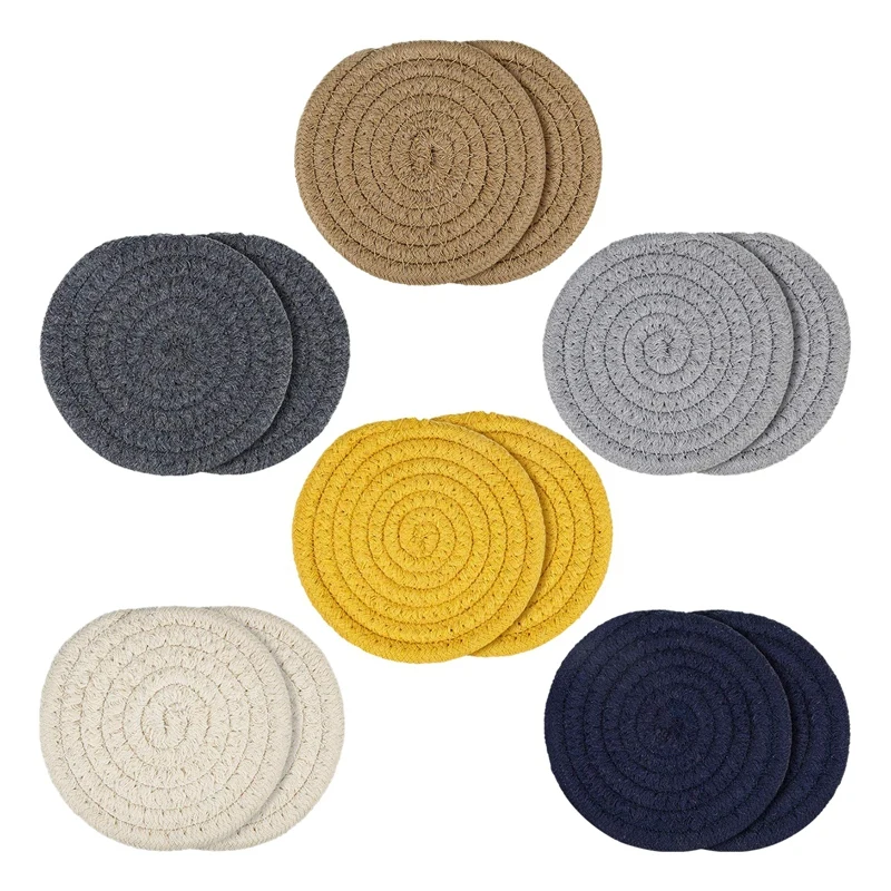 

Подставки в оплетке для чашек, хлопковые круглые тканевые подставки, абсорбирующие тканевые подставки для напитков, коврики для дома и кухн...