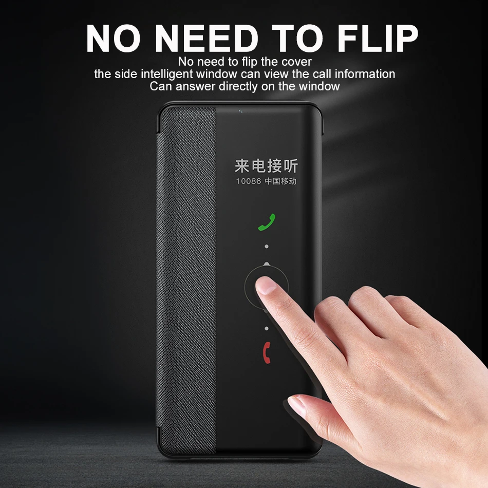 Флип чехол для Huawei P30 Pro Smart Touch прозрачный из искусственной кожи P20 противоударный