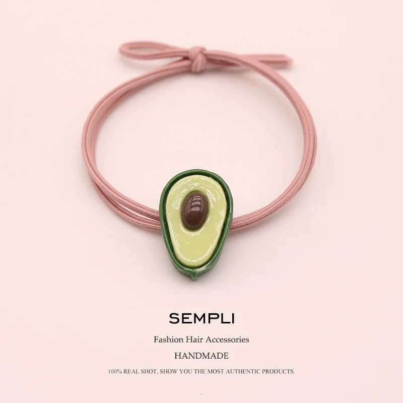 

Эластичные нейлоновые эластичные резинки для волос Sempli, рисунок авокадо, фрукты, хвост для женщин и девушек