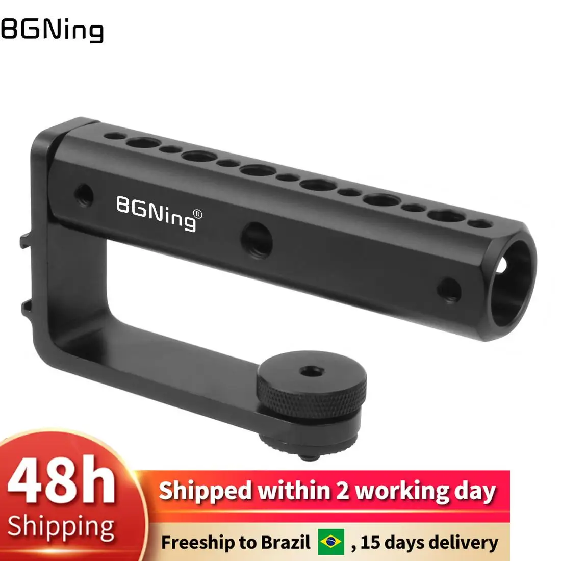 BGNing Aluminum Alloy Top Handle Grip with 1/4 3/8 Thread Cold Shoe Mount for DJI Ronin S for Zhiyun Crane 2 Gimbal Stabilizer