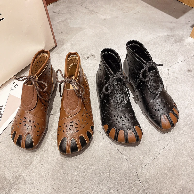 

Women's Boots 2021 Summer New Style Casual All-Match Hollow Iace-Up Thick-Soled Women's Shoes Comfortable Boots