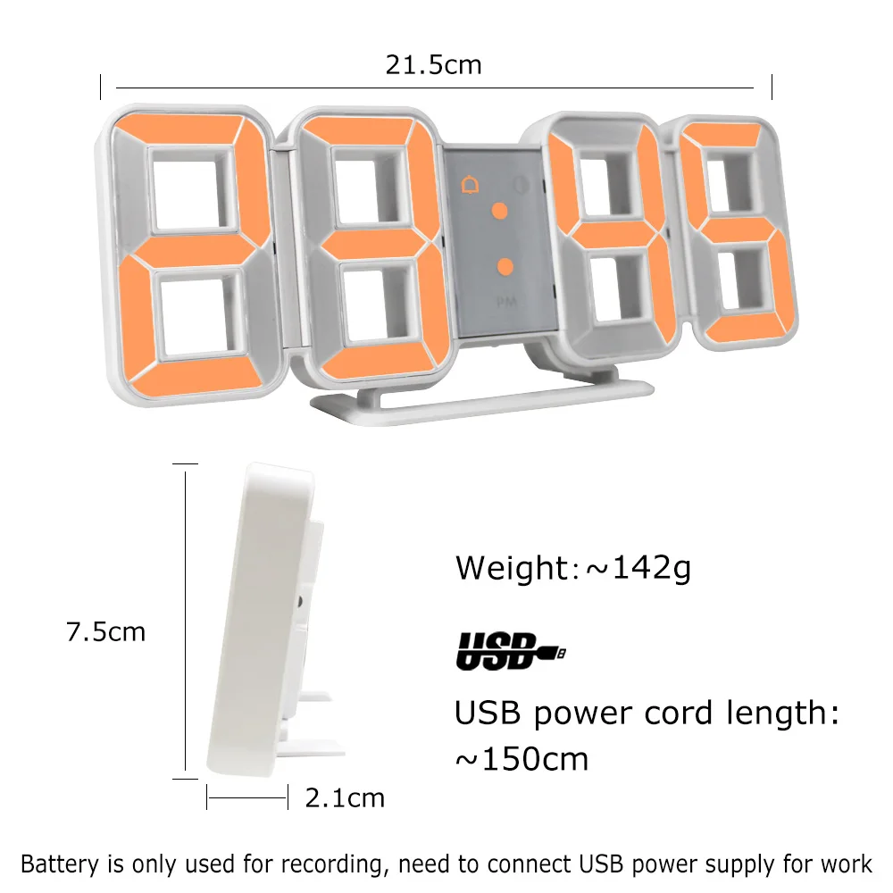 Цифровые настенные часы 3D светодиодный большой календарь времени температурный