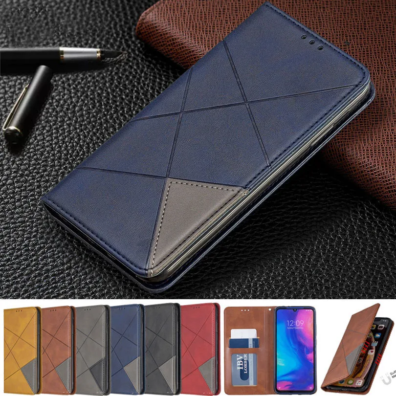 

Geometric Leather Flip Case For RedMi Note 8 Pro 8T 8Pro 9 9S 9C 9Pro 7A 8A 9A Wallet Cover For XiaoMi Poco X3 NFC M3 10T Cases