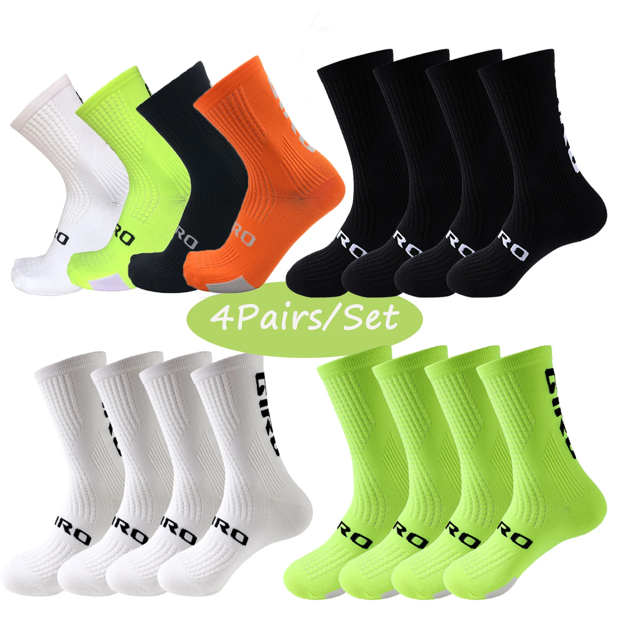 

Adult Cycling Socks Men 4 Pairs/set Biking Socks Women Sport Sweat Absorbing Breathable Football Soccer Compression Socks