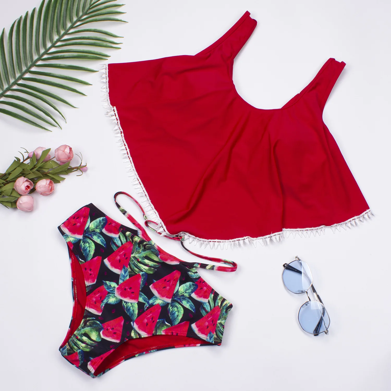 Jinjin.QC 2019 Новый Модный женский костюм Suimsuit из двух предметов купальники с