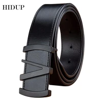hidup top quality design cowhide leather belt v letter slide buckle metal style men cow novelty styles 33mm width belts nwj642