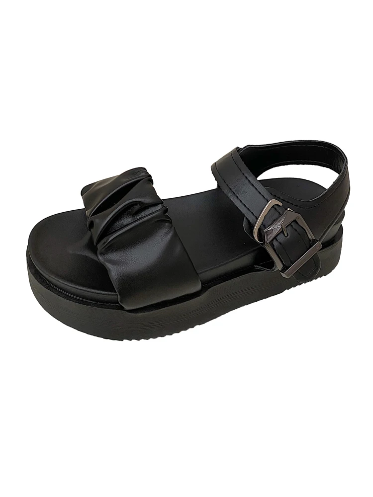 

Buckle Strap 2021 Summer Luxury Sandals Female Shoe Med Clogs With Heel All-Match Fashion Girls Medium Thick Gladiator New Beige