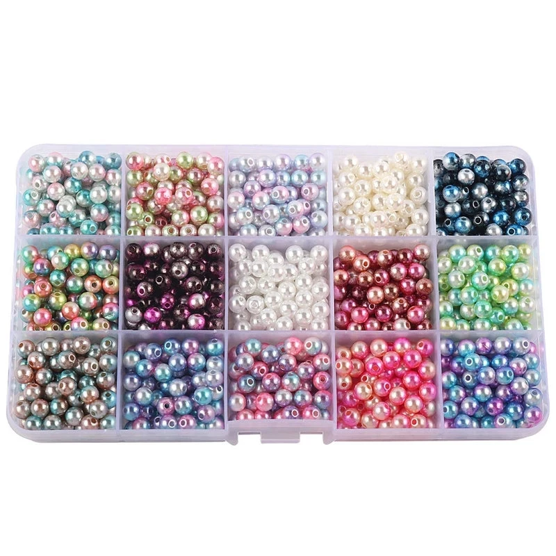

6/8/10mm DIY Handmade Beaded Beautiful Plating ABS Color Beads Acrylic Loose Spacer Imitation Pearl Beads Jewelry Making Kit
