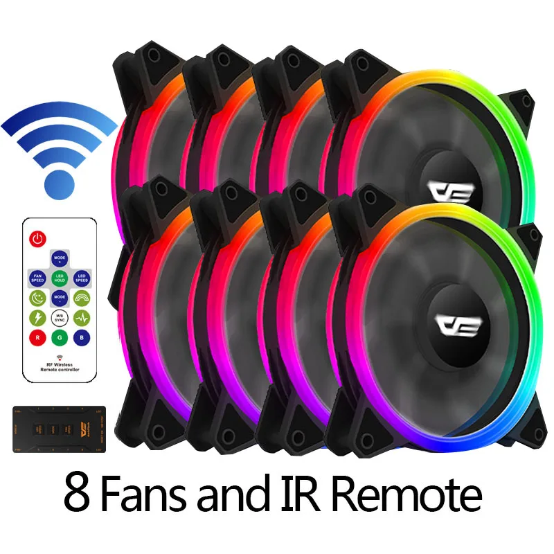 8fans in 1 Aigo кулер DR12Pro куллер радиатор ПК кулер RGB120 мм вентилятор регулировка скорости светодиодный для пк вентилятор тихий AURA синхронизация Cpu кулер для корпуса охлаждения Компьютерный Вентилятор для компьютера - Цвет лезвия: 8fans in 1