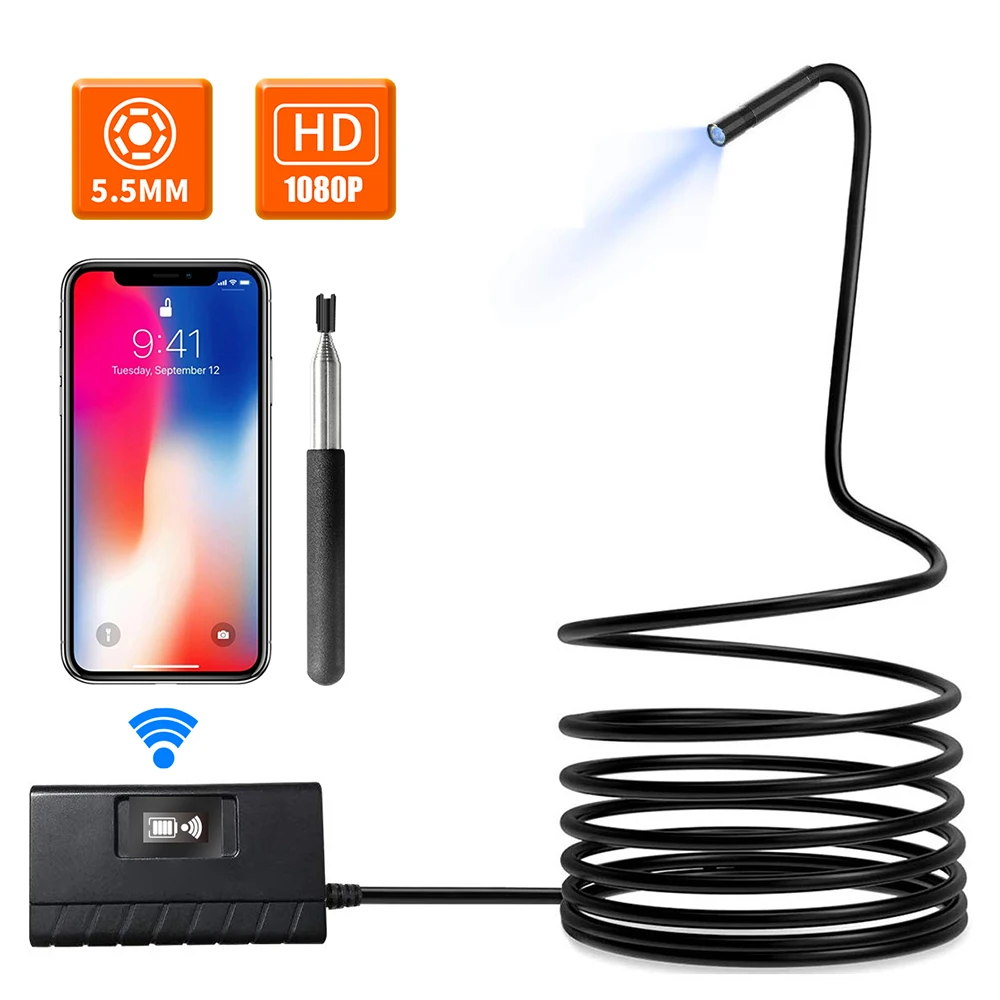 Инспекционная камера IP67 1080P wifi 6LED Тип C водонепроницаемый для Andriod 5 мм USB бороскоп