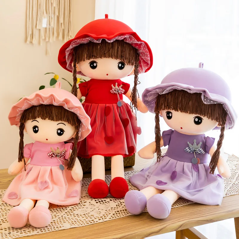 

Kawaii Sweety Girl Plush Toys Pink Girl Stuffed Plushie Doll Soft Ragdoll Baby Accompany Dolls Christmas Birthday Gifts For kids
