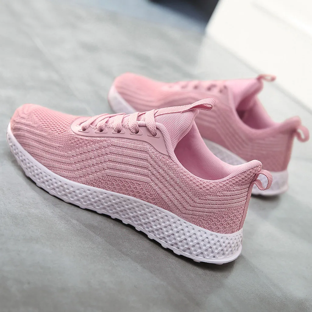 Сетчатая женская обувь Однотонная Мягкая дышащая для бега в стиле ретро