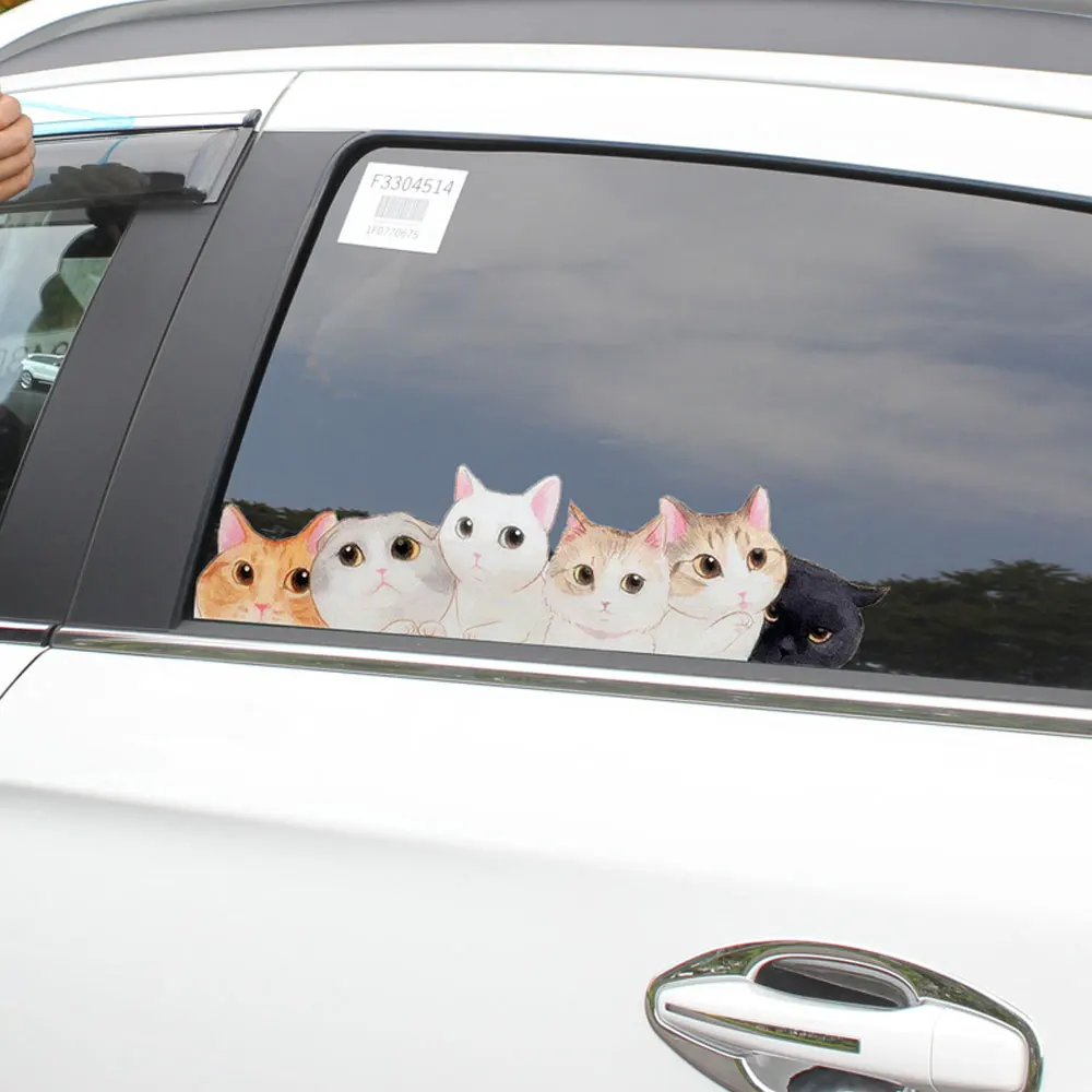 Автомобильная наклейка DSYCAR 2 шт./лот с милой собакой кошкой наклейки из ПВХ