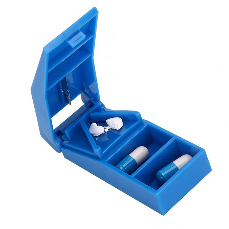 

1PCS Brand new Mini Pill Cutter Medicine Box Pill Crusher Grinder Splitter Tablet Cutter Divider Storage Case Pill Cases Random