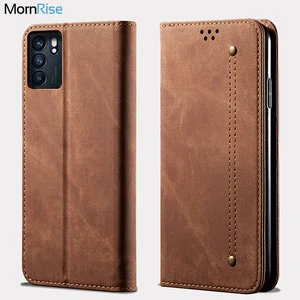 for oppo reno 6z wallet case magnetic book folio flip cover for oppo reno6z denim leather phone bags kickstand card holder free global shipping