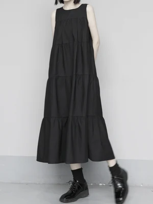 Женское платье без рукавов свободная юбка большого размера с оригинальным