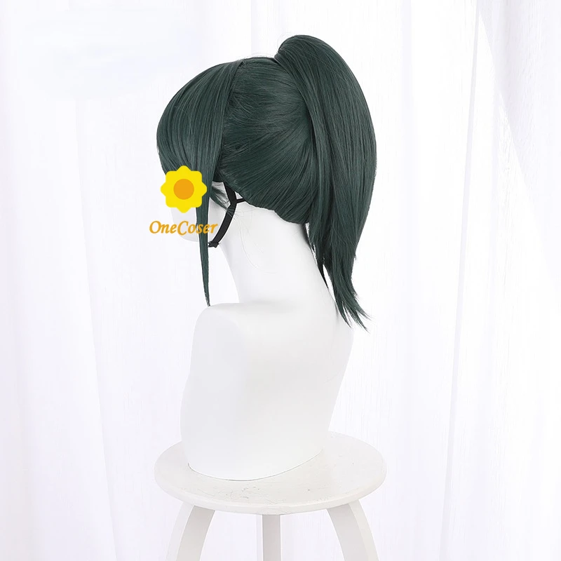 Парик Маки дзен для косплея аниме ююдзюцу Kaisen длинный конский хвост зеленые