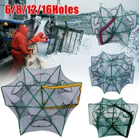 strengthened 6 16 holes automatic fishing net shrimp cage nylon foldable crab fish trap cast net cast folding fishing network