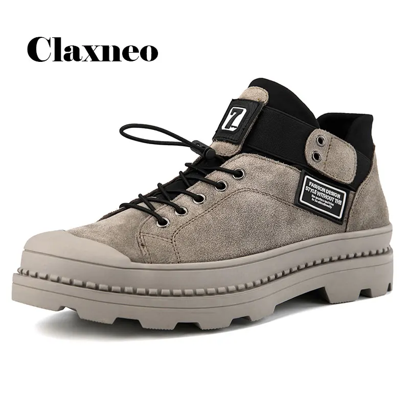 Мужские замшевые ботинки CLAXNEO модные повседневные кожаные ботильоны большие
