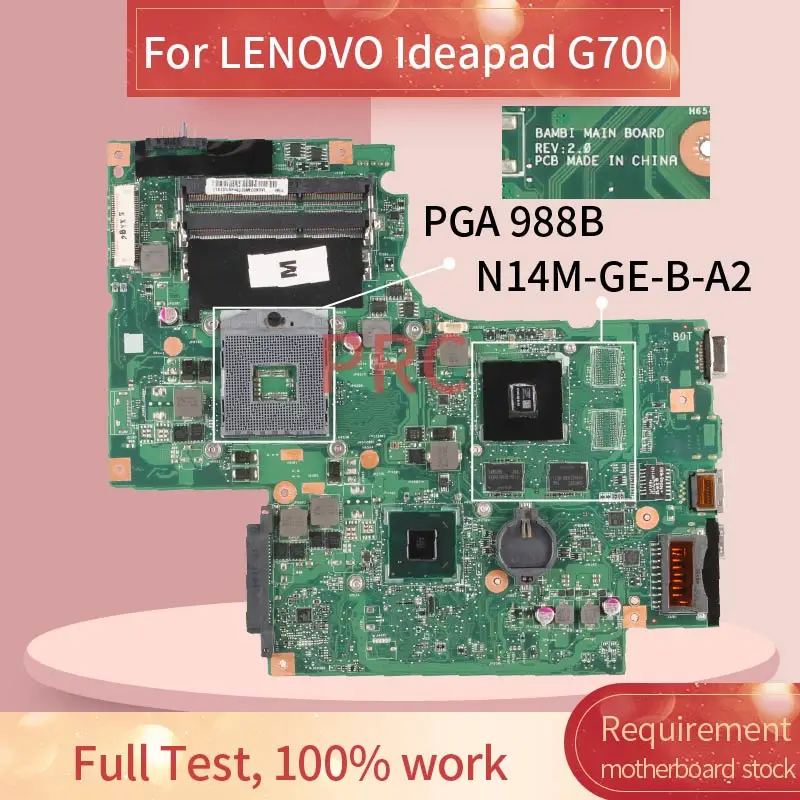 

Материнская плата для ноутбука LENOVO Ideapad G700 GT720M HM76 SLJ8E N14M-GE-B-A2 DDR3 11SN0B5M11 11S90003042, материнская плата для ноутбука