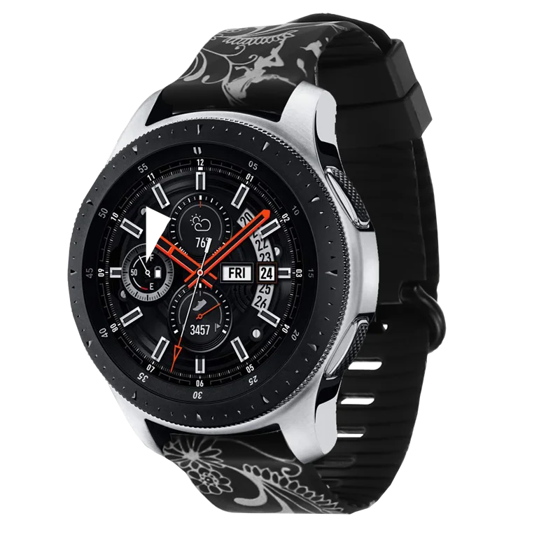 black flower Силиконовый ремешок для часов с принтом для huawei Watch GT 2 46 мм/GT2 Active 46 м Смарт-часы 22 мм ремешок для samsung galaxy S3 - Цвет: black flower