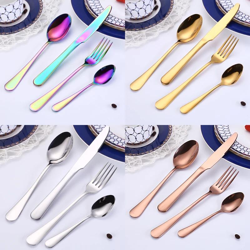 Tablewellware Stainless Steel Rose Gold Cutlery Forks Knives Spoons Dinner Set Tableware Fork Spoon Knife Dropshipping 2020 | Дом и сад