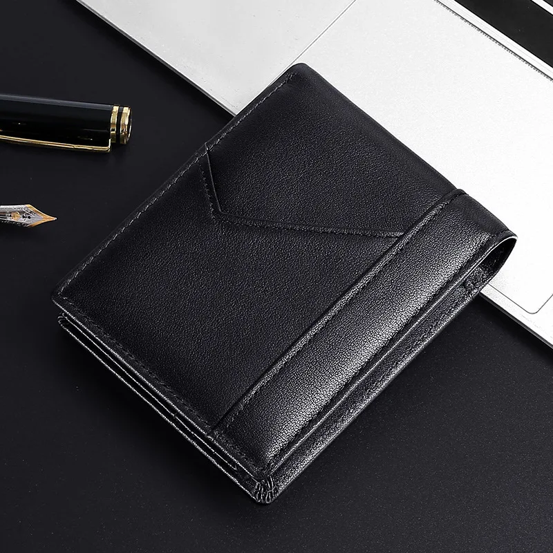 

Hot Sale New High Quality Real Leather Mini Men's Business Wallet Luxury Card Holder Man Purse Coin Bag Zipper Gift For Men