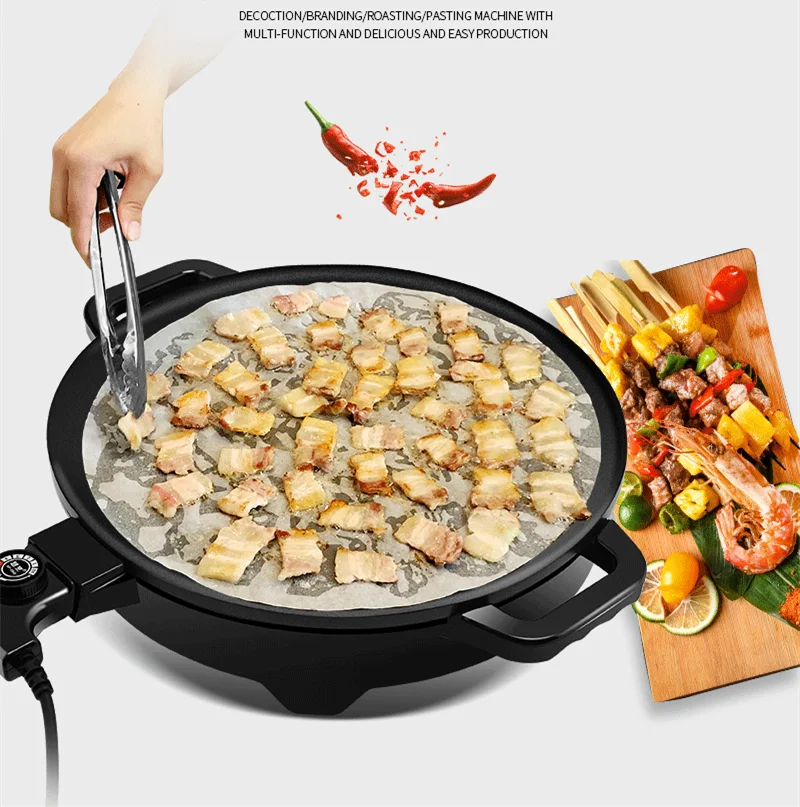 220v electric thick pancake pan non stick pancake crepe bakig pan pot barbecue grill electric frying pan euauukus free global shipping