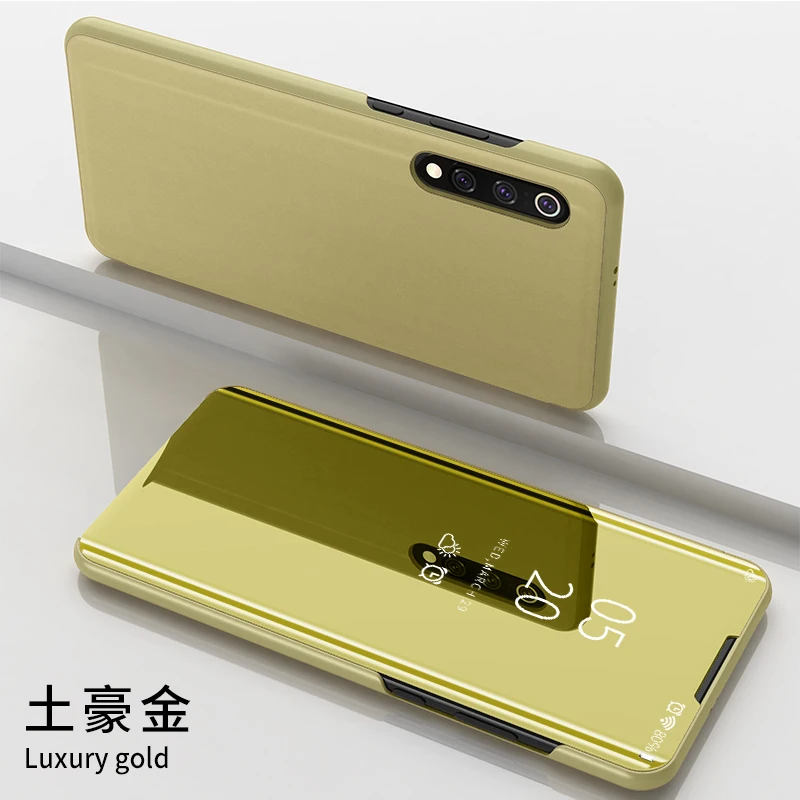 Smart mi rror флип чехол для спортивной камеры Xiao mi 9 Pro CC9 CC9E A3 Lite mi 9T Pro 9SE 8 Lite 8x Note3 Max3 mi x3 mi x2 F1 6 6X A2 Clear View чехол - Цвет: gold