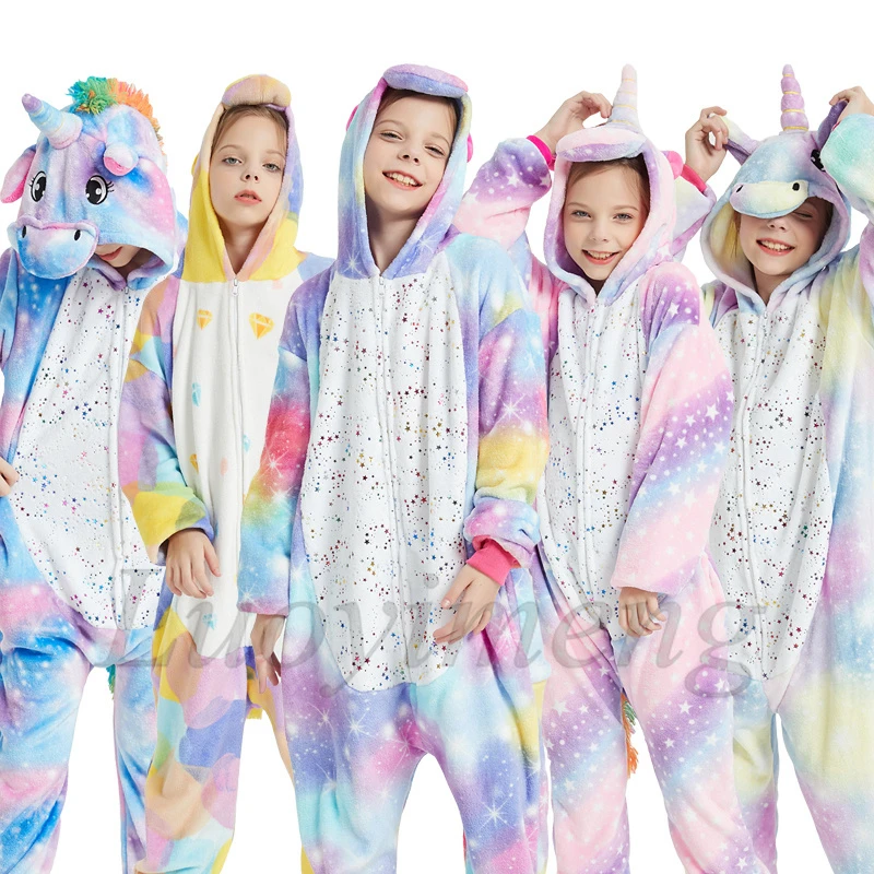 

Фланелевые кигуруми пижамные комплекты панда единорог пижамы для детей Pijimas детские комбинезоны пижамы с животными зимние теплые пижамы дл...