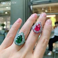 retro 1014mm created ruby emerald gemstone rings for women luxury lab diamond wedding engagement band fine jewelry female gift