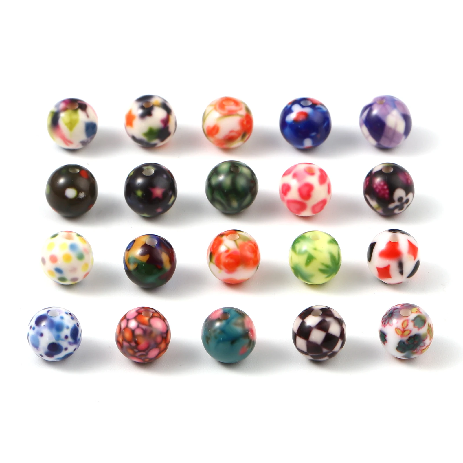 

20 шт., стеклянные бусины в горошек, 10 мм