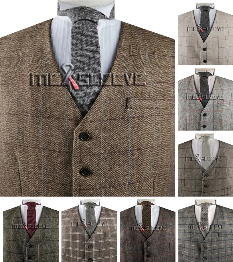 

Мужской твидовый жилет с V-образным вырезом