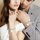 Набор из 2 магнитных браслетов для пар, браслет в форме сердца, из нержавеющей стали, мужской, женский кулон, ювелирные изделия