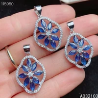 kjjeaxcmy fine jewelry 925 sterling silver inlaid natural sapphire womens luxury elegant plant gem necklace pendant hot support