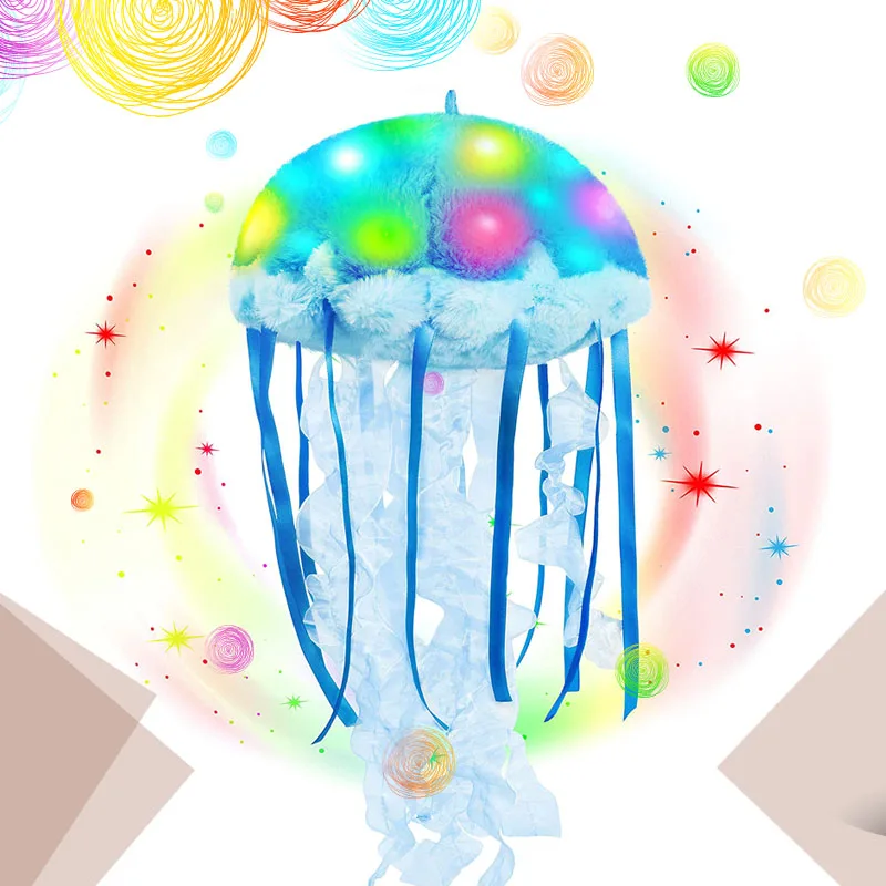

Musical Light up Stuffed Jellyfish LED Singing Ocean Life Hanging Lullaby Soft Plush Toy with Night Lights Gifts for Toddler Kid